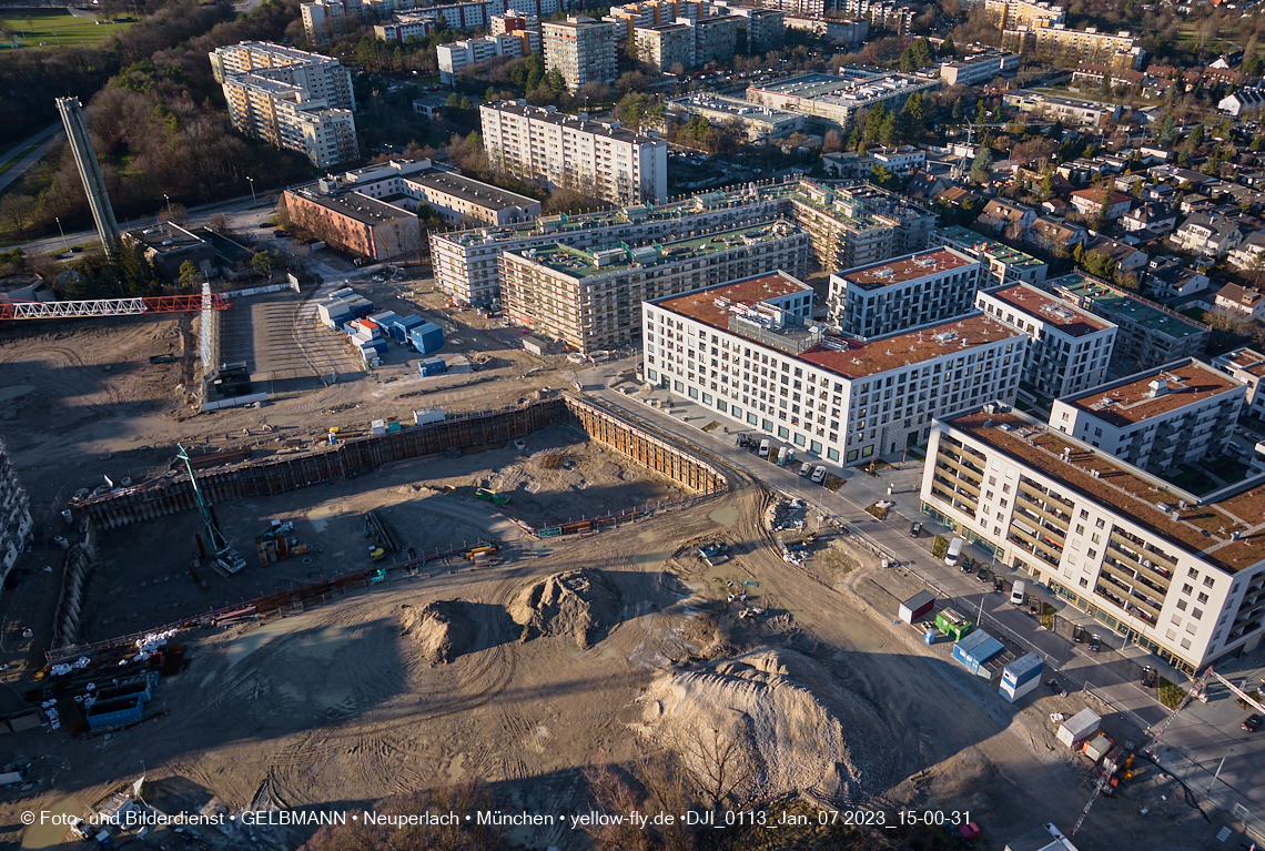 07.01.2023 - Baustelle zum Alexisquartier und Pandion Verde in Neuperlach 07.01.2023 - Baustelle zum Alexisquartier und Pandion Verde in Neuperlach